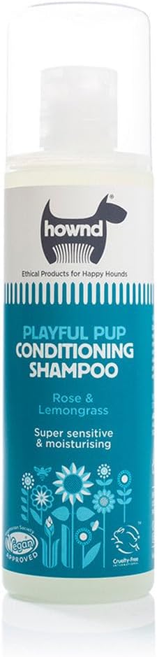 HOWND Playful Pup Gentle Conditioning Shampoo for Puppies & Adult Dogs w/Sensitive Skin; Rose & Lemongrass - Moisturizing Deep Clean Shampoo - Vegan Formula