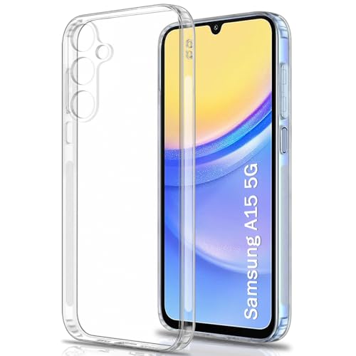 Image of TheGiftKart Back Cover Soft Case for Samsung Galaxy A15 5G | Best Camera Protection | Inbuilt Dust Plugs & Anti-Slip Grip | Ultra Clear Slim Back Cover Case for Samsung A15 5G (Silicone, Transparent)