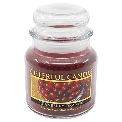 A Cheerful Giver - Cranberry Orange Scented Glass Jar Candle (16 oz) with Lid & True to Life Fragrance Made in USA