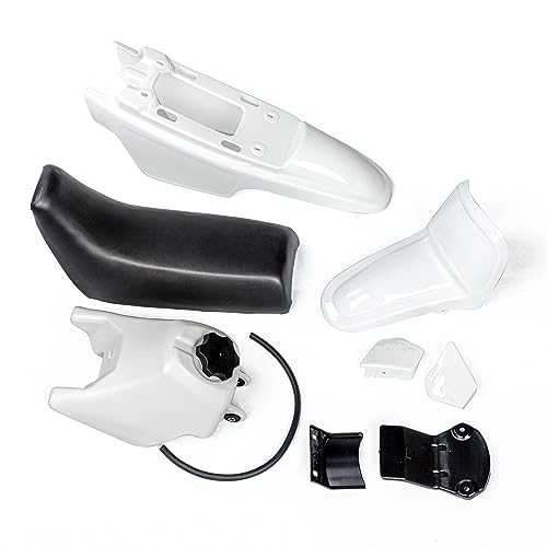 PW50 Fender Body Seat Gas Tank Kit Replacement Plastic Kit for Yamaha Motorcycle (White)