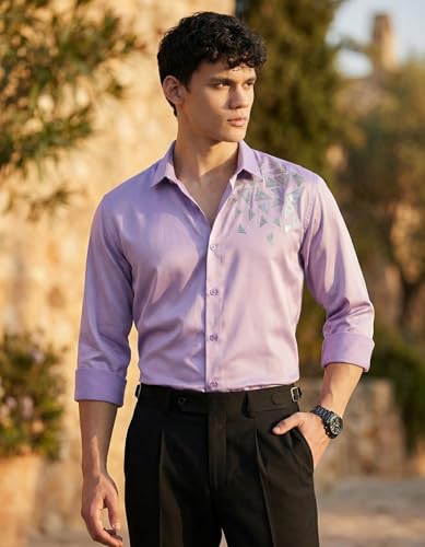 Image of IndoPrimo Men's Stylish Satin Shirt for Party, Formal, Daily and Casual Wear Full Sleeve Shirt for Mens - Trio