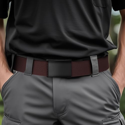 Image of Mile High Life Cut To Fit Canvas Web Belt Size Up to 52 inch with Flip-Top Solid Black Military Buckle