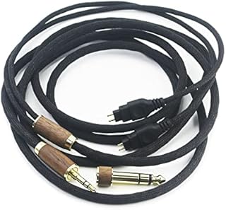 6N OCC Copper Silver Plated Upgrade Audio Cable Compatible with Sennheiser HD650, HD600, HD580, HD660S, HD58X, Massdrop HD6XX Headphone with 3.5mm Male and 6.3mm Adapter Walnut Wood Shell