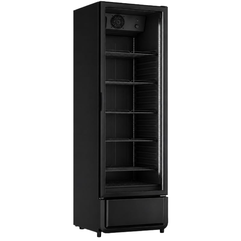 Genérico Armario refrigerado para bebidas, 350 L, 1 puerta acristalada, temperatura 0 a +10 °C, iluminación LED, ideal para cafeterías, restaurantes y comercios. Dimensiones LPH: 590 x 645 x 1905 mm