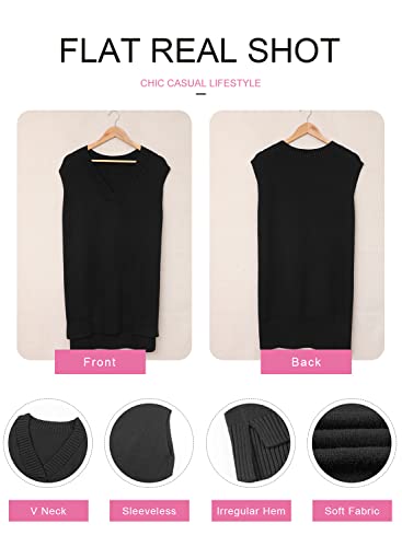 Image of EVALESS Oversized Sweater Vest for Women V Neck Sleeveless Solid Color Loose Pullover Sweater