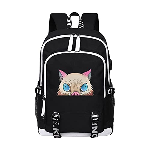 Bestomrogh Inosuke Nezuko Sac à dos de randonnée avec USB Motif démon Cover