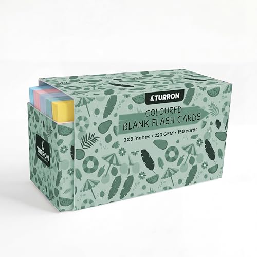 Image of Turron Basic Blank Index Flash Cards (150, Multicolor, 3 x 5 Inch, 1-Side Ruled)