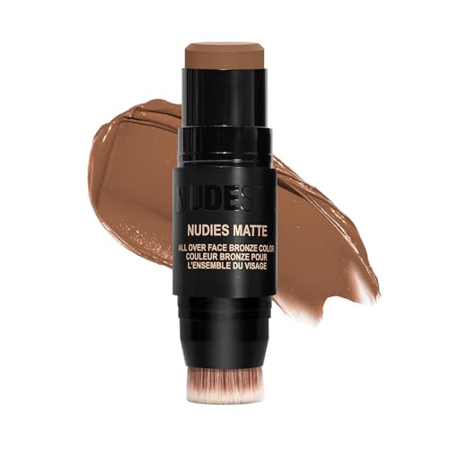 Image of Nudestix Nudies Bronze All Over Matte Bronzing Stick - 3-in-1 Cream Bronzer for Cheeks, Eyes & Lips with Built-In Brush | Natural Contour & Sun-Kissed Glow