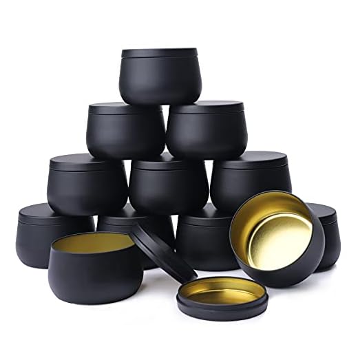 Gukasxi Ljusburkar 8 oz 12 stycken ljusbehållare i metall, ljusglas med lock för hemlagade ljus, tomma ljus, metallburkar, aluminiumburkar, gram-glas för ljustillverkning (svart)