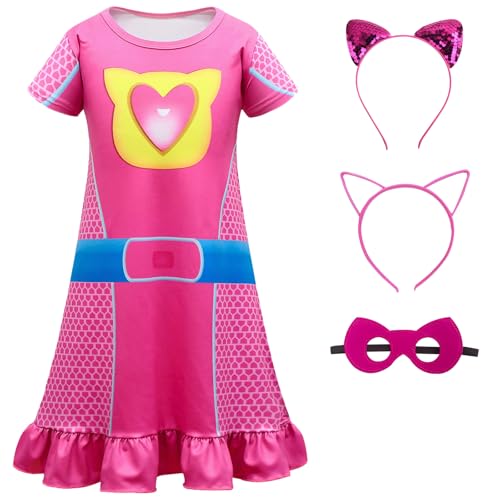 Vestido corto superhéroe con orejas y máscara para niñas