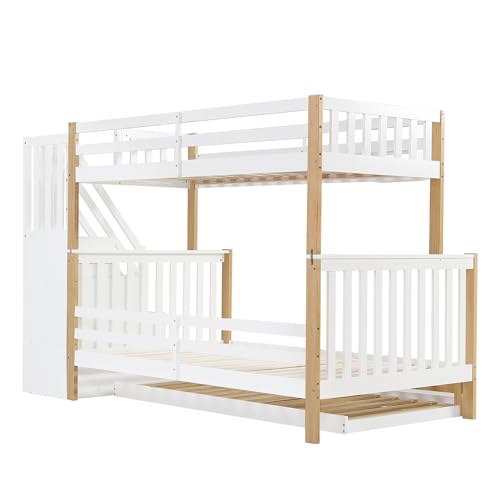Idemon Litera, cama para niños, con protección contra caídas y rejilla, diseñada con tres posiciones de cama, con cama nido, diseño especial de paneles de puerta, escalera esquinera, madera de pino+ - imagen 5