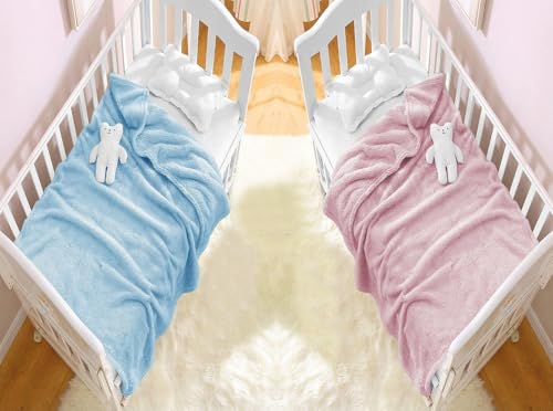Image of Amazon Brand - Umi Super Soft Single Layered Flannel Baby Blanket - Pink & Aqua | Cozy & Breathable | Warm, Soft, and Comfortable | Perfect for Newborns | Unisex Design for Boys & Girls (Pack of 2)