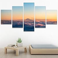 SIGNWIN 5 Panel Canvas Wall Art Foggy Mountains for Home Decorations Ready to Hang - 60