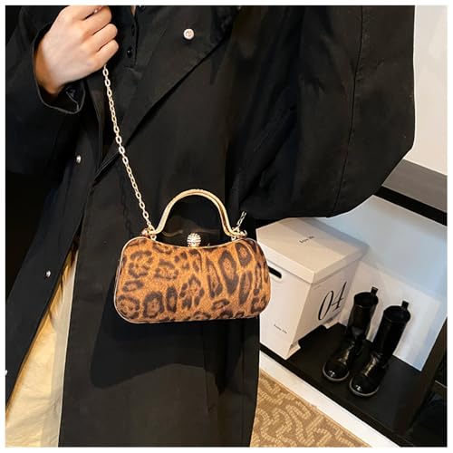 Bolso de mano vintage pequeño estampado leopardo marrón miniatura 2