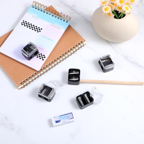 Wanmu 12 Stück Make-up Bleistiftspitzer, Doppel-Lipliner-Spitzer, Kleiner Eyeliner-Spitzer, Kosmetische manuelle Werkzeuge für Eyeliner-Lipliner-Stifte (Schwarz)