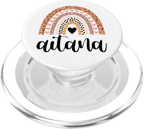 Aitana - Camiseta con diseño de leopardo y arco iris, regalo de cumpleaños PopSockets PopGrip para MagSafe