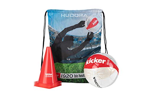 Kit de football HUDORA avec ballon de taille officielle pour entraînement de foot à la maison