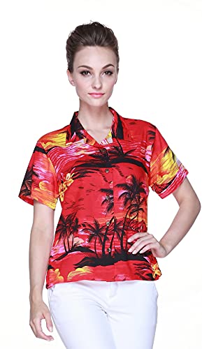 Image of Hawaii Hangover Family Matching Hawaiian Clothes, Sunset Red | Family matching Hawaiian outfits, Sunset Red, lightweight rayon, machine washable, tropical floral print, luaus, cruises