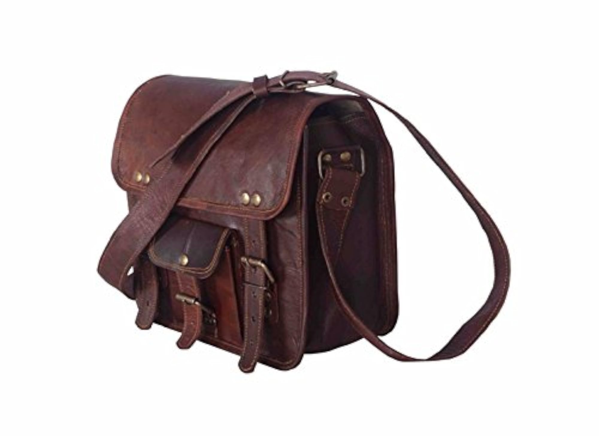 Brown Leather Sling Messenger Bag for Unisex