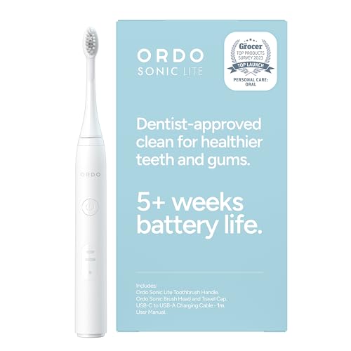 Brosse à dents électrique Ordo Lite Sonic blanche avec minuterie intelligente