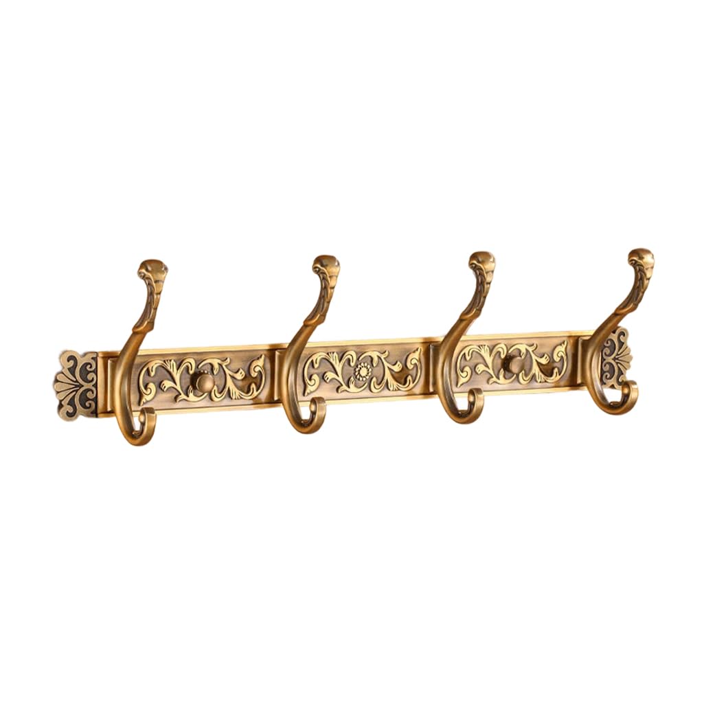 ZHOUXIAO Vintage Metal Coat Rack Wall Mounted with Hooks, Antique Heavy Duty Coat Hook Rail, Hat Robe and Towel Hooks Rack for Bathroom, Entryway, Mudroom 4Hook