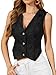 ELLEVEN Denim Vest Women Sleeveless Crop Jean Vest Top for Womens Y2K Denim Jacket V Neck Button Down Summer Country Western Outfit Jean Waistcoat Black Large