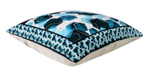 Image of Nendle Printed Holland Velvet Cushion Covers Set of 5, 16 x 16 Inches (40 x 40 cm), Decorative Sofa Cushion Cover with Zipper Closure, Floral Geometric Abstract Bohemian Designs, Multicolor