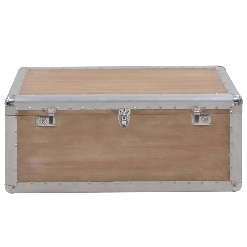 Baúl de almacenamiento de madera maciza de abeto con asas, 91 x 52 x 40 cm, color marrón, para salón