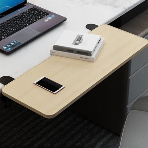 JKAVPPT Bandeja extensora de Escritorio Plegable, Bandeja de Madera for Teclado, Plataforma ergonómica de Escritorio for Ordenador con Abrazadera, Ideal for el hogar o la Oficina(Oak,52cmx25cm)