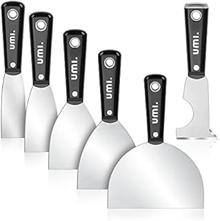 Amazon Brand  Umi 6-Piece Putty Scraper Wallpaper Scraper, Paint Scraper, Filling Putty Knife Set, Suitable for Drywall Taping, Scraping Paint, 150mm, 100mm, 76mm, 51mm, 38mm