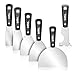 Amazon Brand - Umi Jeu de Spatules 6 Pièces 150 mm, 100 mm, 76 mm, 51 mm, 38 mm et Spatule Mulfonctionnelle 6 en 1, Couteau à Enduire en Acier au Carbone de Qualité