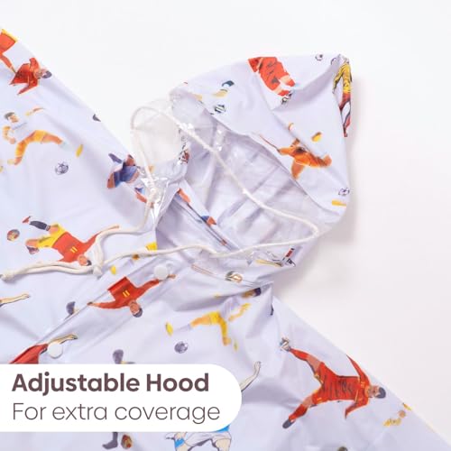 Image of Haus and Kinder Kids Raincoat with Hood - 1 Piece | Waterproof, Light Blue, Age 6-10, with Pockets