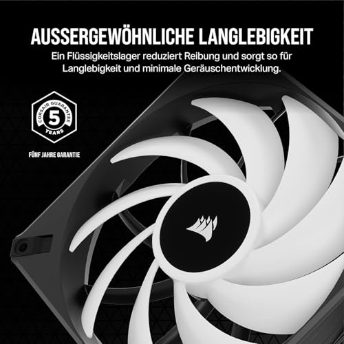 Corsair iCUE AF140 RGB ELITE 140mm PWM Doppelter Lüftersatz - Acht RGB-LEDs Pro Lüfter - AirGuide-Technologie - Fluiddynamisches Lager… – Ansicht 6