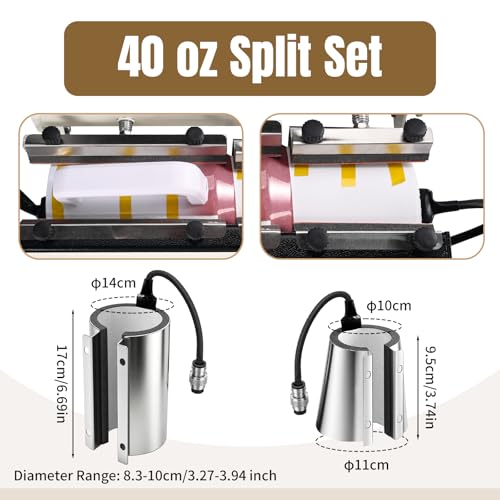 ColorSub 3 in 1 40 OZ Tumbler Heat Press Machine 110 V 20 OZ Mug Press Sublimation Machine for Sublimation 40 OZ Tumbler with Handle Straight Tumblers Bottles Mugs Glass Cup Printing White — view 2