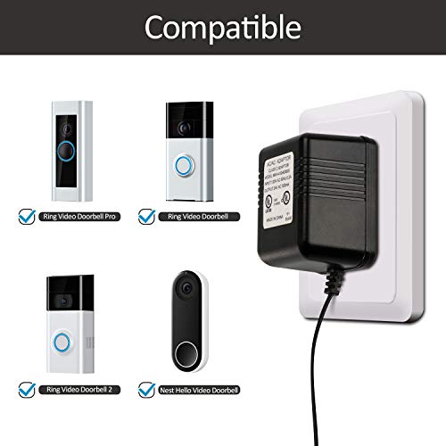 Doorbell Power Supply Adapter 26ft/8m, Transformer for Ring Doorbell Pro,Ring Doorbell, C - Wire Thermostat Adapter, Ring Video Doorbell 2, Nest Hello, Long Cable Power Adapter (24V AC/ 500mA)