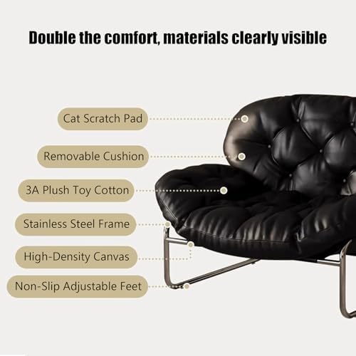 Upholstered Leather Single Sofa with Ottoman, Stylish Lazy Chair for Living Room, Bedroom & Dorm, Durable Metal Legs, Comfort & Modern Design (Without Footstool, C)