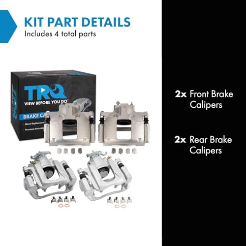 Image of TRQ Front and Rear Brake Caliper Set Zinc Coated Brackets Hardware Compatible with 2008-2016 Chrysler Town and Country 2008-2016 Dodge Grand Caravan 2012-2015 Ram C V 2009-2014 Volkswagen Routan
