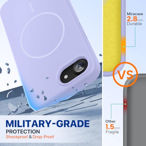 Image of Miracase Magnetic for iPhone 17e Case & iPhone 16e Case, [Soft Anti-Scratch Microfiber Lining], Compatible with MagSafe, Silicone Shockproof Protection Phone Case for iPhone 17e /16e, Light Purple