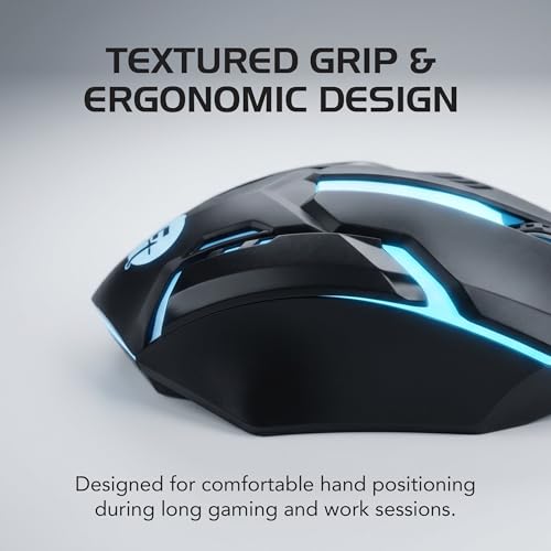 Image of FRONTECH Wired USB Gaming Mouse | 1200 DPI | Rainbow RGB Lighting | 3 Function Buttons, Textured Grip | Ergonomic Design (MS-0111)