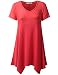 URBANCLEO Womens Short Sleeve V-Neck Tunic Top Long T-Shirt Coral XLarge