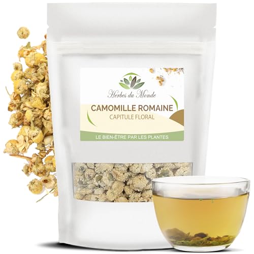 Herbes du Monde - Tisane Camomille Romaine Fleur - Origine France - Infusion Détox Digestive Améliore le Sommeil - 1 sachet de 40g