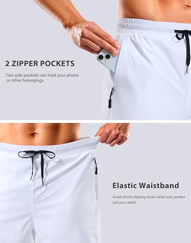 Image of G Gradual Mens Swim Trunks with Compression Liner 7 inch /9'' Quick Dry Board Shorts Swimsuit Bathing Suit for Men Zipper Pockets