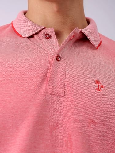 Image of The Indian Garage Co Men Regular Fit Textured Polo Neck Half Sleeves Tshirt