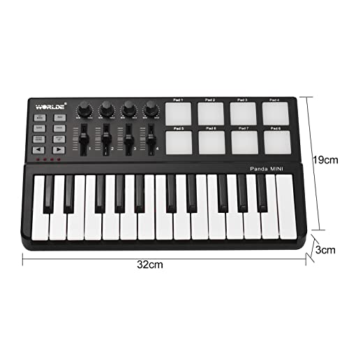 FUNFANG Panda mini ポータブル ミニ 25 キー USB キーボードとドラムパッド MIDI コントローラー の商品画像 1