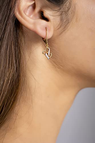 KuberBox 18KT Yellow Gold Diamond Heartly Hoop Earrings for Women - Image 2