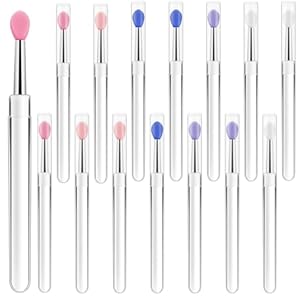 Oruola 15 Pcs Silicone Lip Brush,Silicone Lipstick Applicators,Multi Lips Brushes for Balm,Gloss,Concealer, Applying Mask Oil,Reusable Lip Brush for Lipstick,5 Color