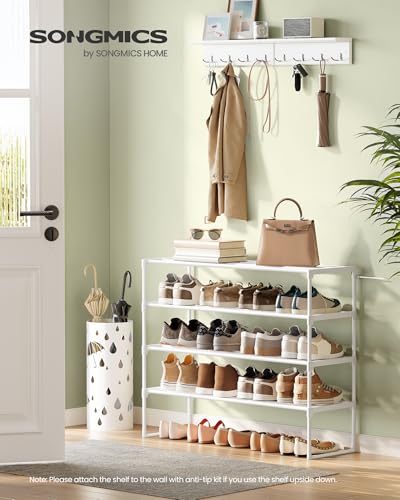 image for SONGMICS Shoe Rack, 4-Tier Shoe Organizer, Metal Storage Shelf, Uprigh