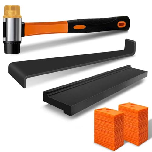 Zozen Herramientas laminadas/bastidores de vinilo,pisos de madera de vinilo golpeando bloques con-doble cara con ranuras, palancas, 40 almohadillas de suelo, martillo de goma. Kit de montaje de suelo.