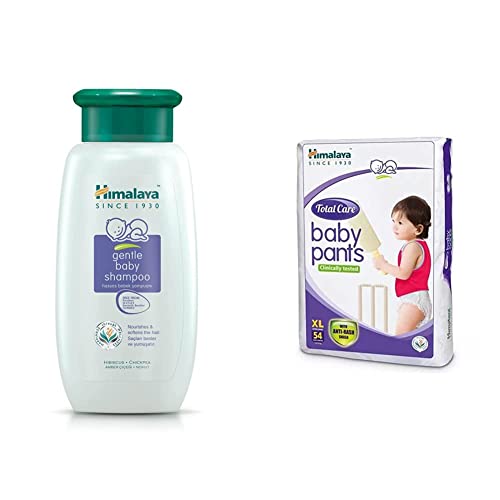 Image of Himalaya Baby Shampoo (400 ml) & Himalaya Total Care Baby Pants Diapers, X Large, 54 Count