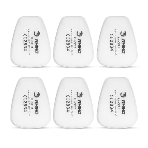 Filtros para Máscaras Antipolvo RHINO Smart Solutions x6 Filtros de Algodón Particulado para Protección de Pintura, Semi-Máscaras Antipolvo y Compatibles con Otras Marcas